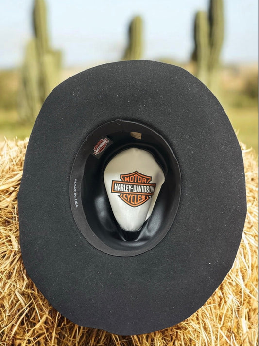 Vintage  Harley-Davidson Wide Brim Felt Fedora Hat